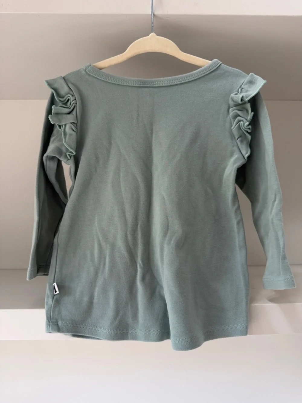Little & Lively Eucalyptus Long-Sleeve Ruffle Shoulder Tee - Sage Green - Picture 2 of 4